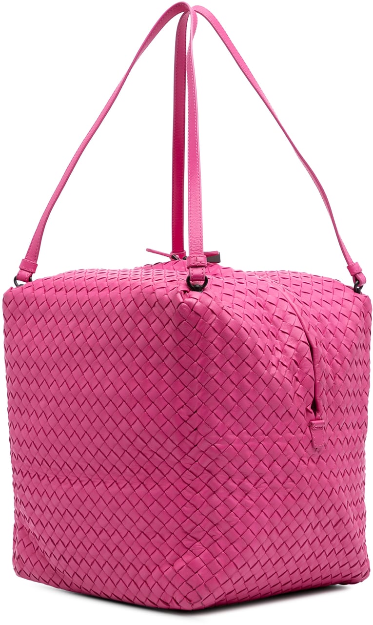 Bottega Veneta Nappa Intrecciato Cube Shoulder Bag Roze
