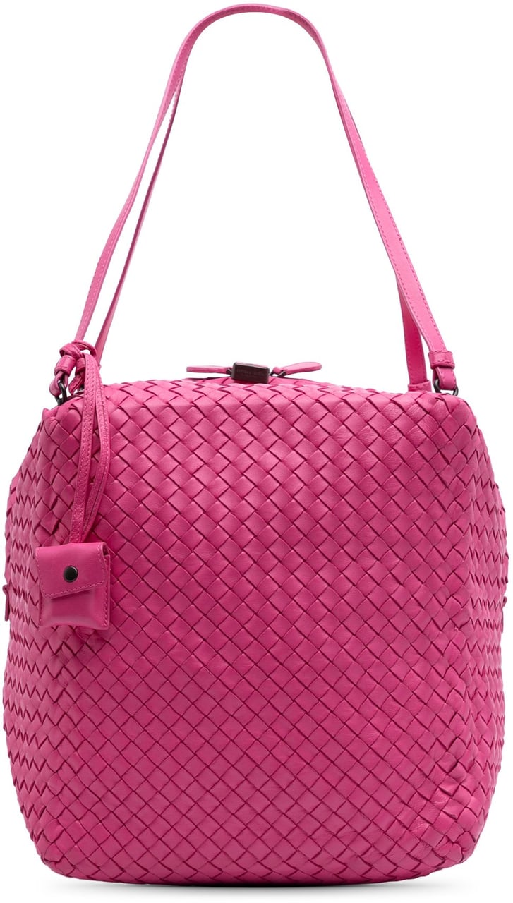 Bottega Veneta Nappa Intrecciato Cube Shoulder Bag Roze