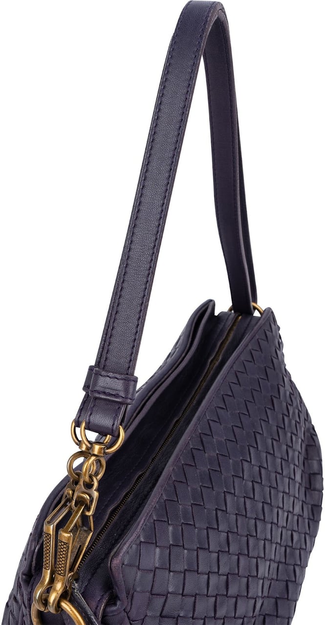 Bottega Veneta Intrecciato Leather Nappa Crossbody Shoulder Bag Paars