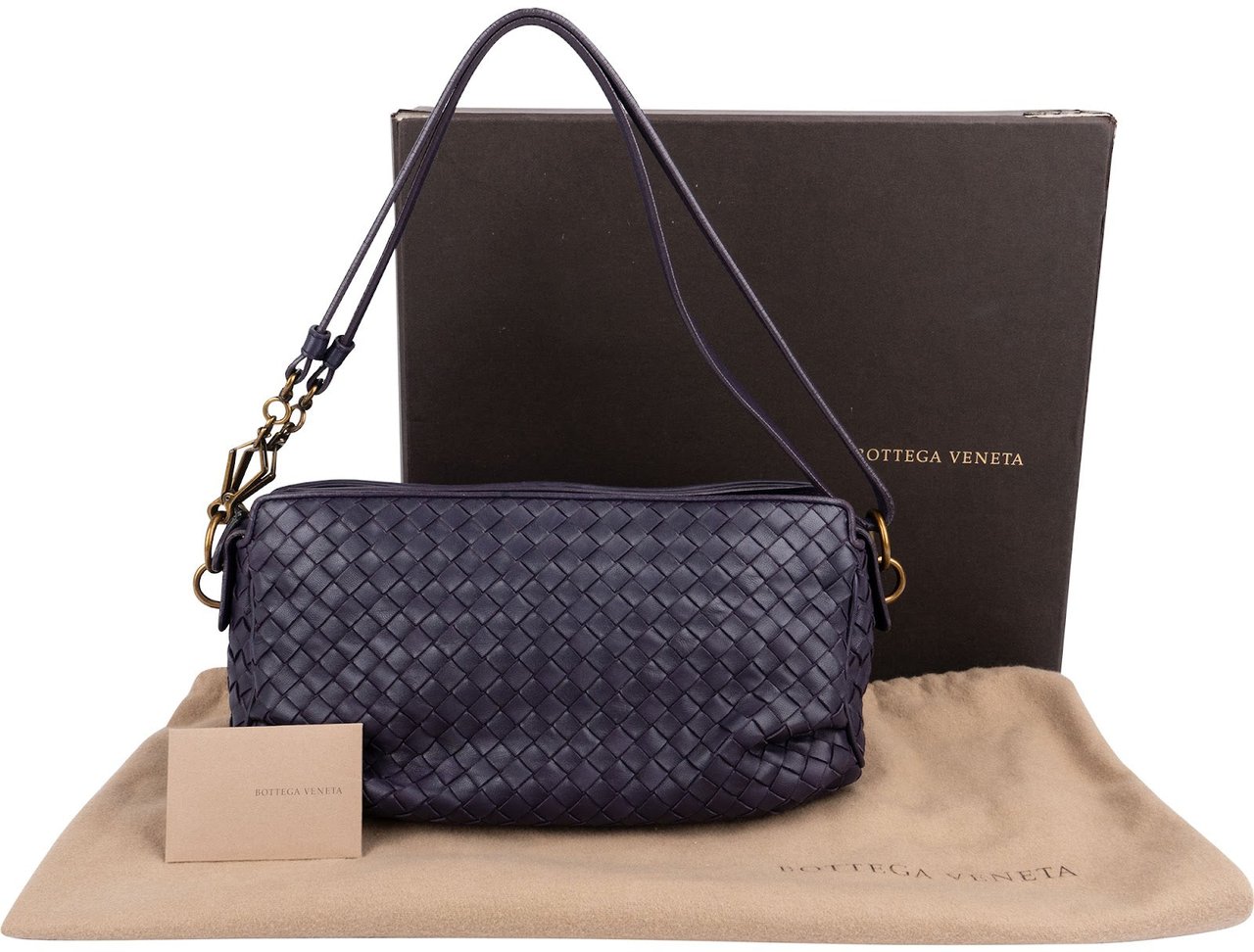 Bottega Veneta Intrecciato Leather Nappa Crossbody Shoulder Bag Paars