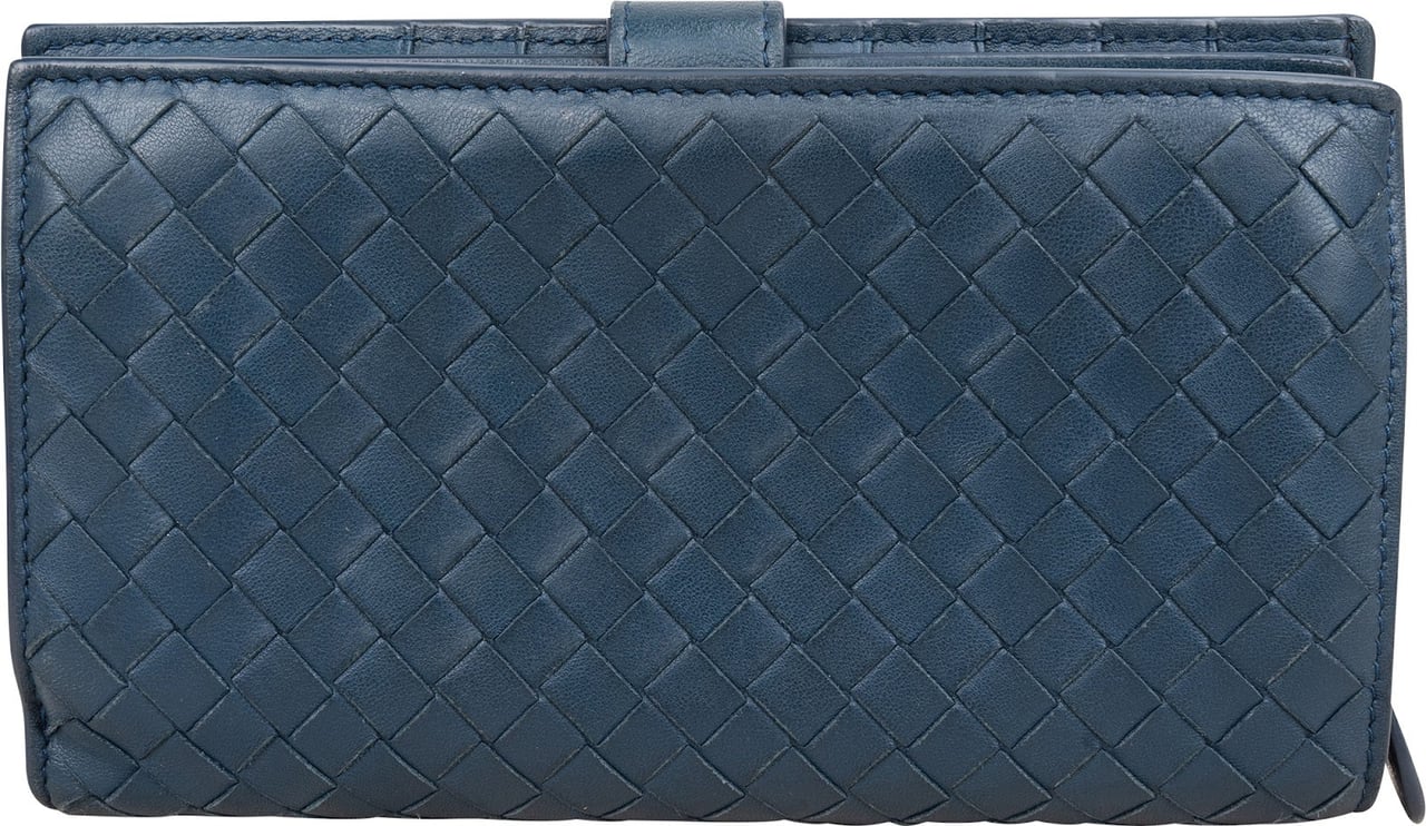 Bottega Veneta Intrecciato Leather Continental Wallet Blauw