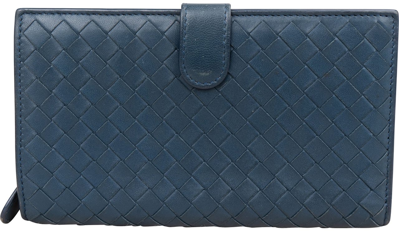 Bottega Veneta Intrecciato Leather Continental Wallet Blauw