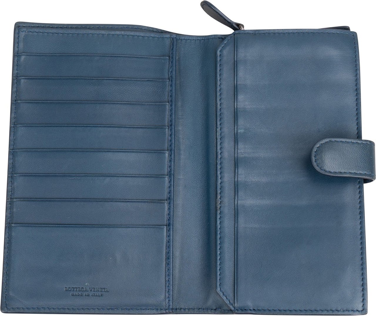 Bottega Veneta Intrecciato Leather Continental Wallet Blauw