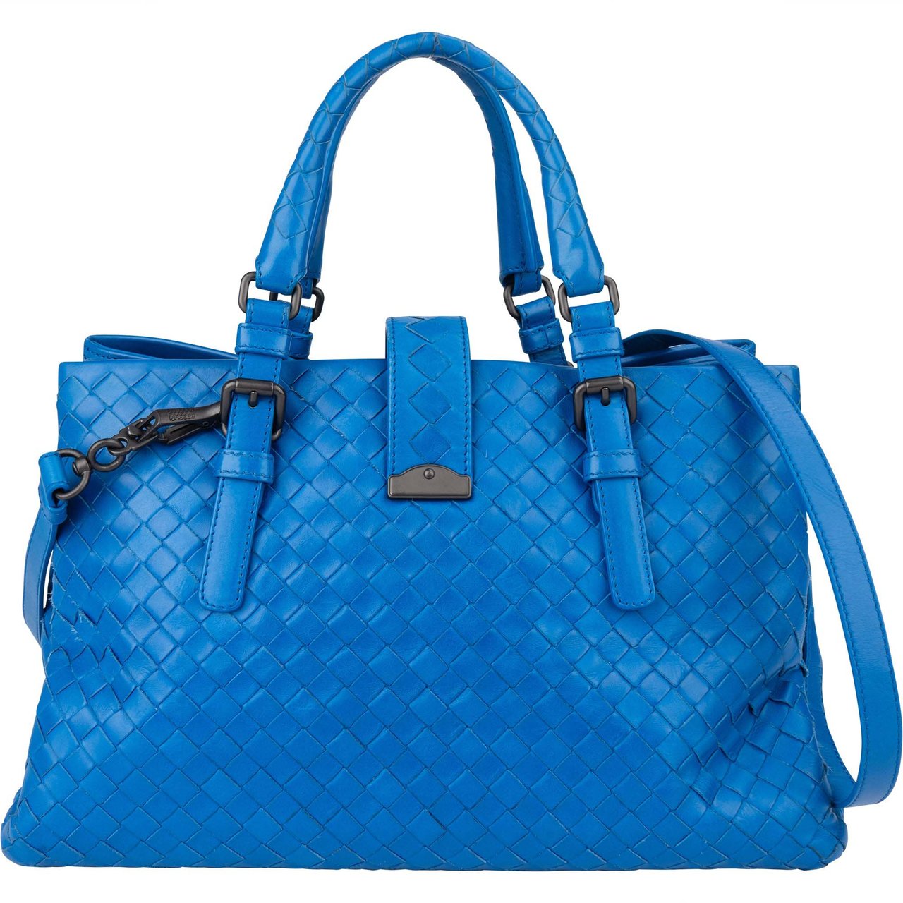 Bottega Veneta Bottega Veneta Blue Intrecciato Leather Roma Handbag Blauw