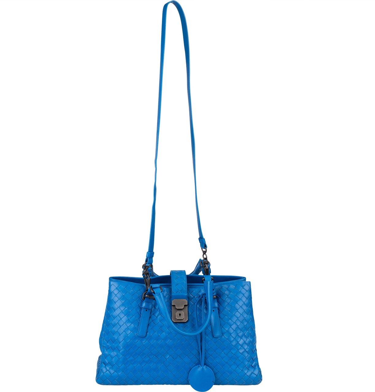 Bottega Veneta Blue Intrecciato Leather Roma Handbag Blauw