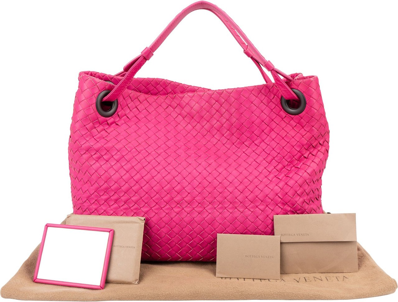 Bottega Veneta Intrecciato Nappa Leather Cesta Handbag Rood