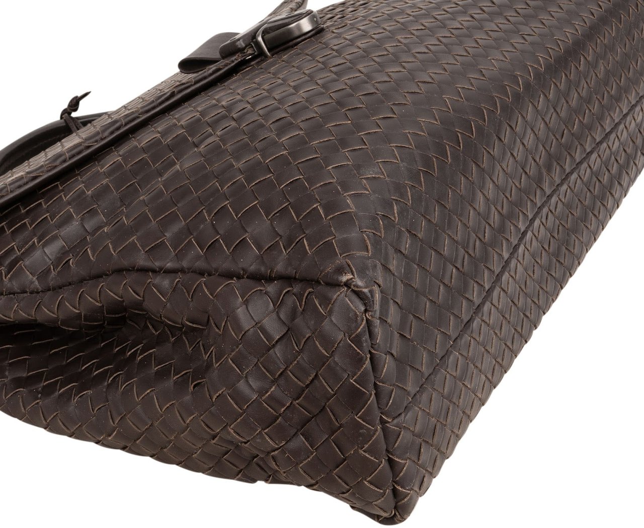 Bottega Veneta Intrecciato Leather Briefcase Handbag Bruin