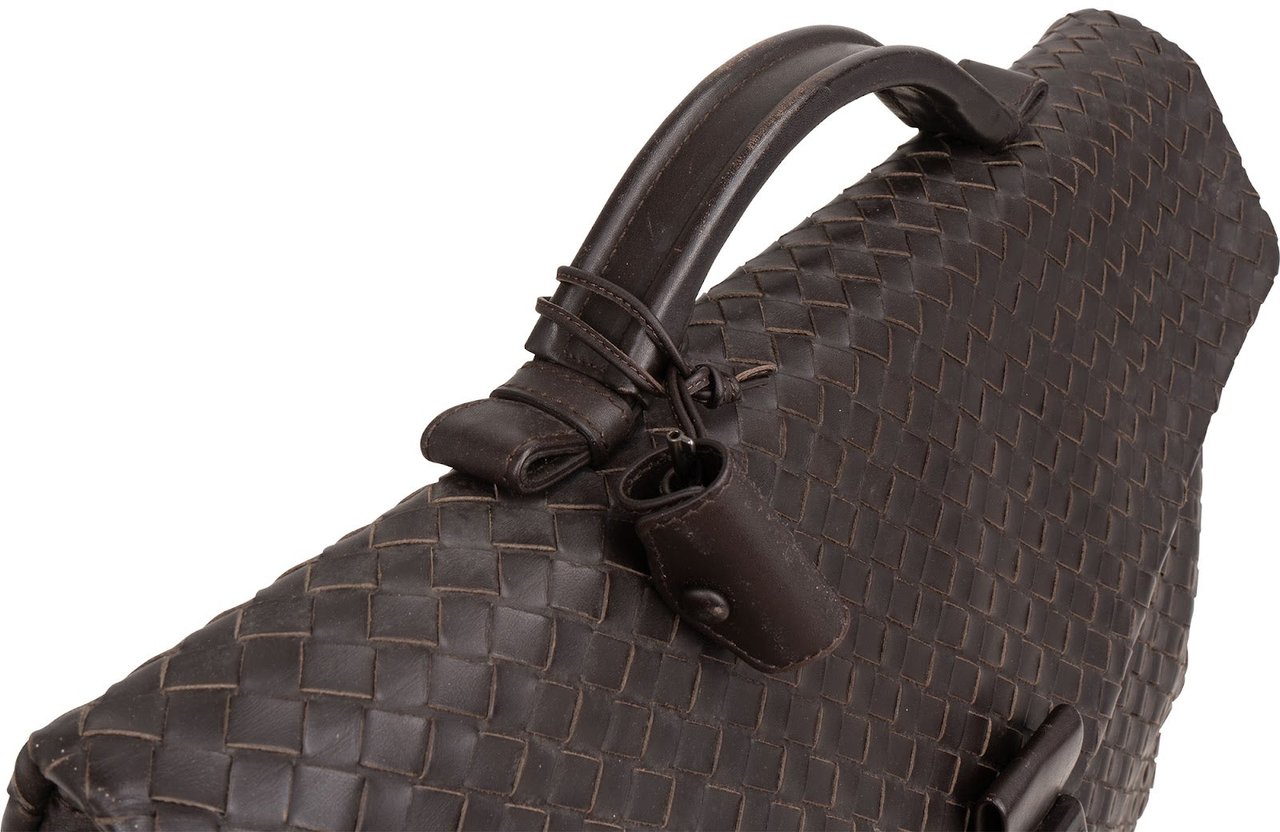 Bottega Veneta Intrecciato Leather Briefcase Handbag Bruin