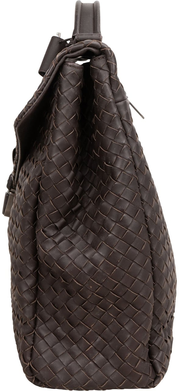 Bottega Veneta Intrecciato Leather Briefcase Handbag Bruin