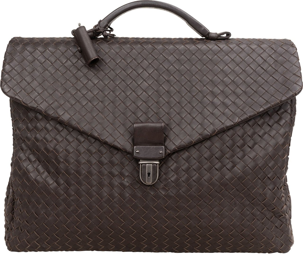 Bottega Veneta Intrecciato Leather Briefcase Handbag Bruin