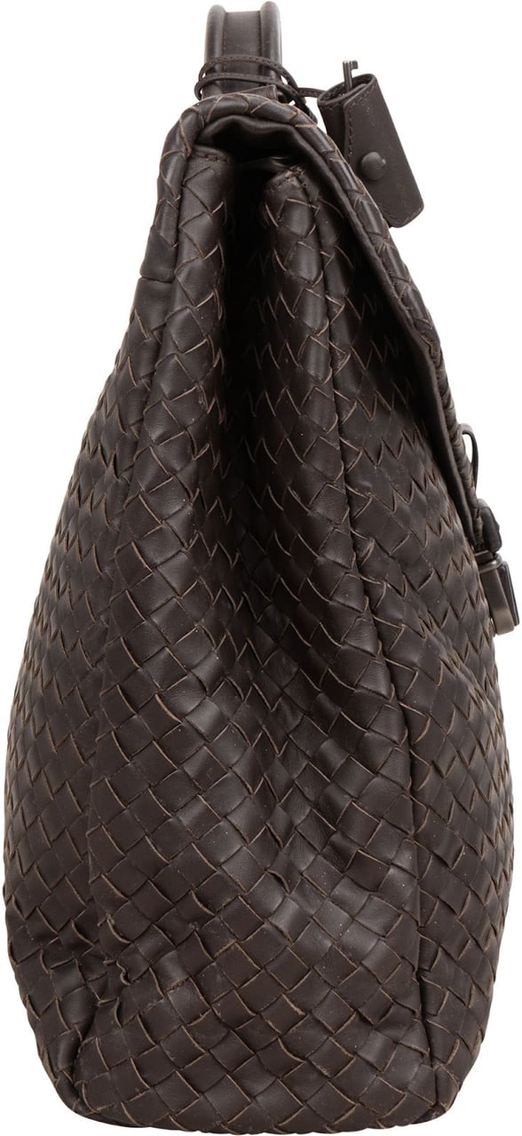 Bottega Veneta Intrecciato Leather Briefcase Handbag Bruin