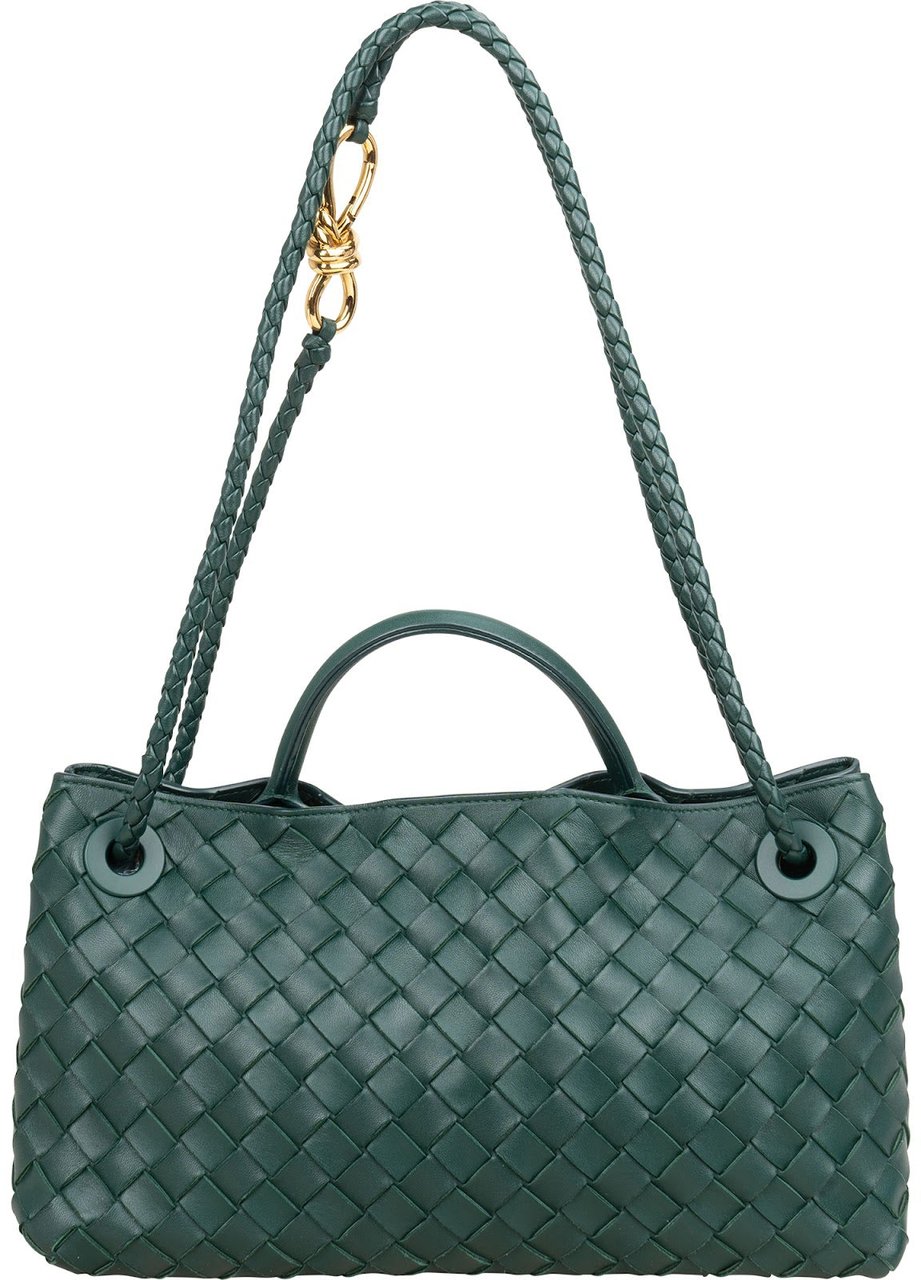 Bottega Veneta Intrecciato Leather East-West Andiamo Crossbody Handbag Groen