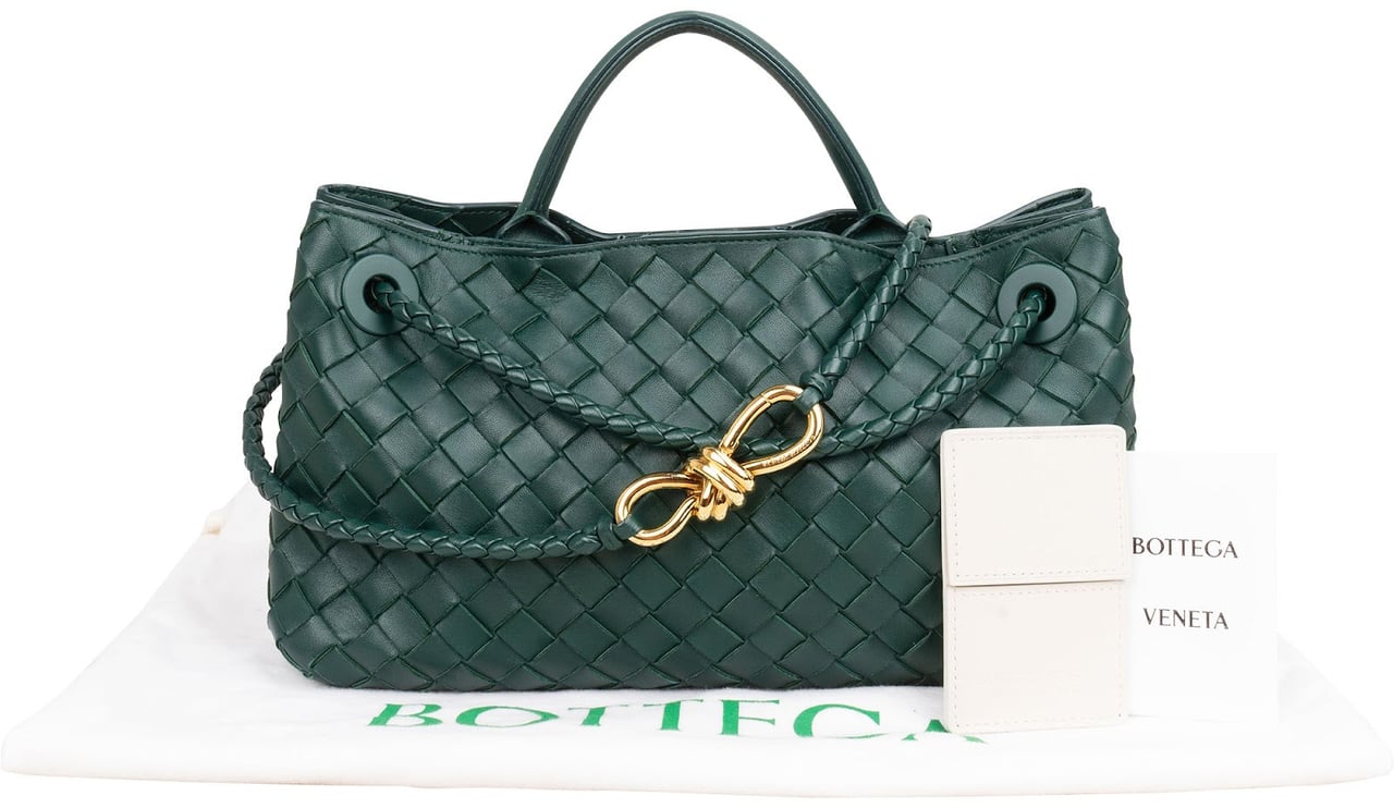 Bottega Veneta Intrecciato Leather East-West Andiamo Crossbody Handbag Groen
