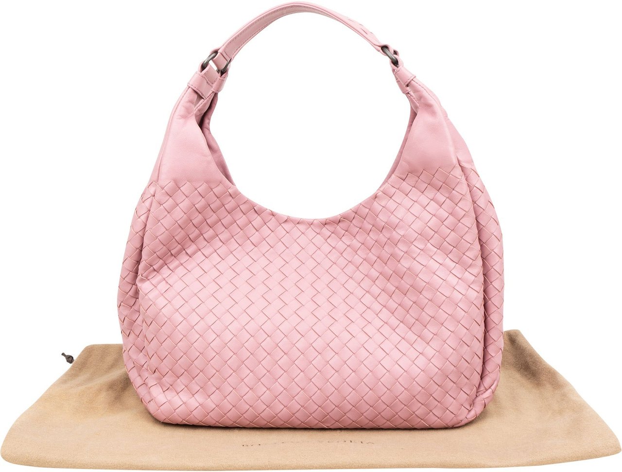 Bottega Veneta Pink Intrecciato Leather Hobo Shoulder Bag Roze