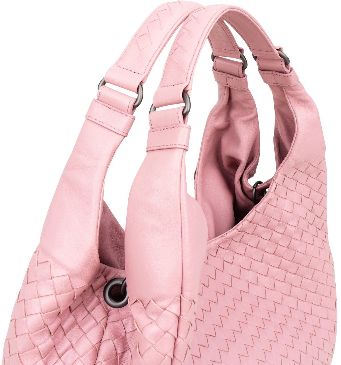 Bottega Veneta Pink Intrecciato Leather Hobo Shoulder Bag Roze