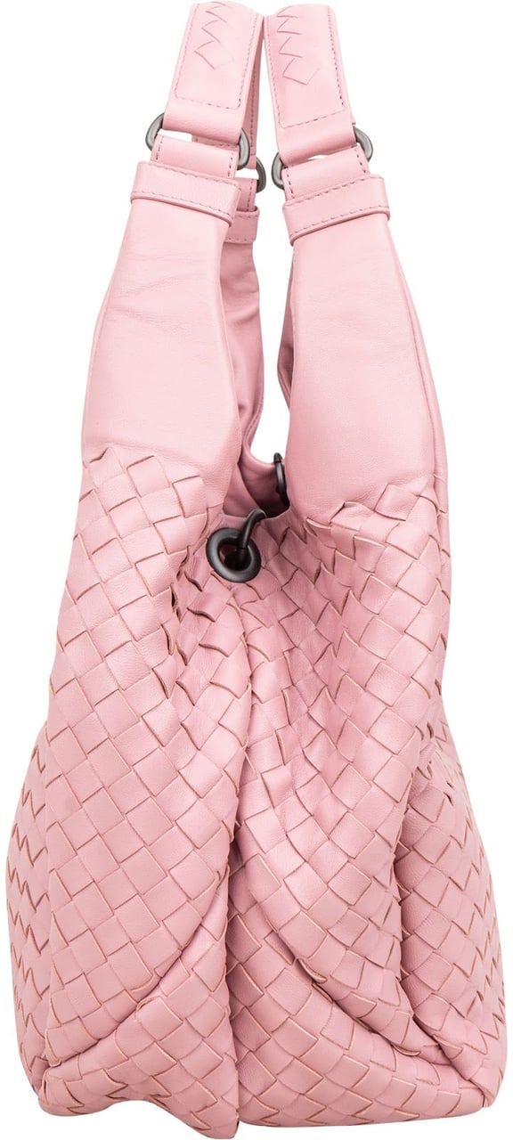 Bottega Veneta Pink Intrecciato Leather Hobo Shoulder Bag Roze