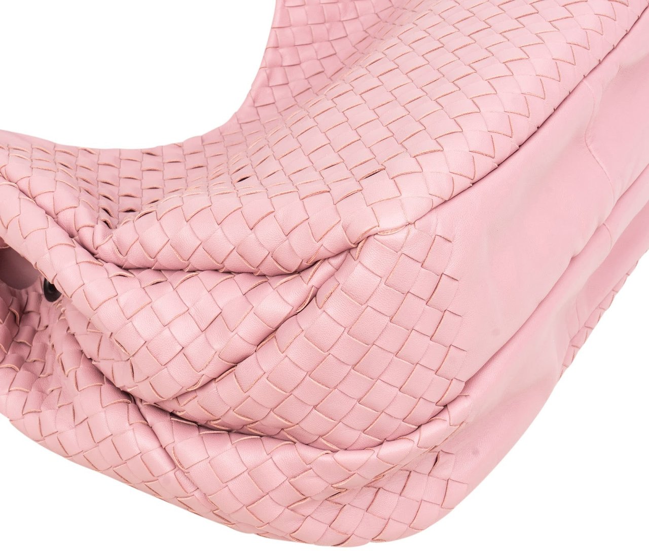 Bottega Veneta Pink Intrecciato Leather Hobo Shoulder Bag Roze