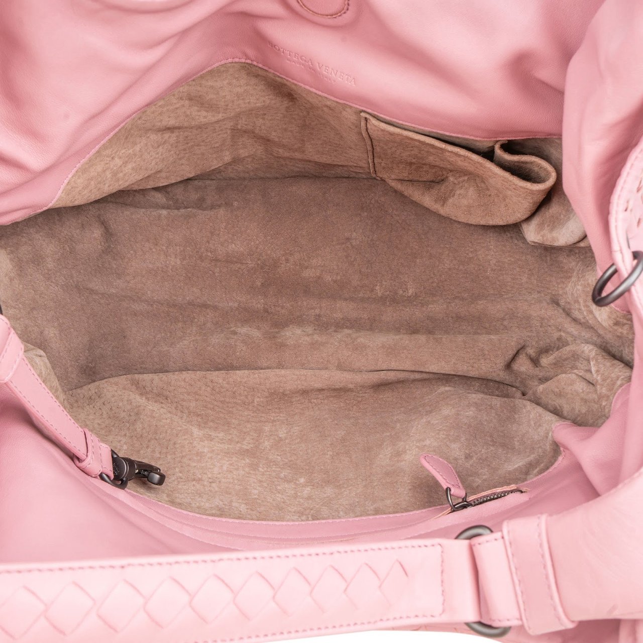 Bottega Veneta Pink Intrecciato Leather Hobo Shoulder Bag Roze