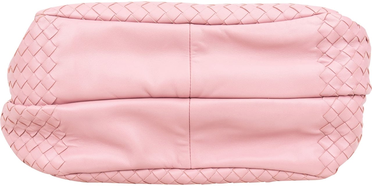 Bottega Veneta Pink Intrecciato Leather Hobo Shoulder Bag Roze