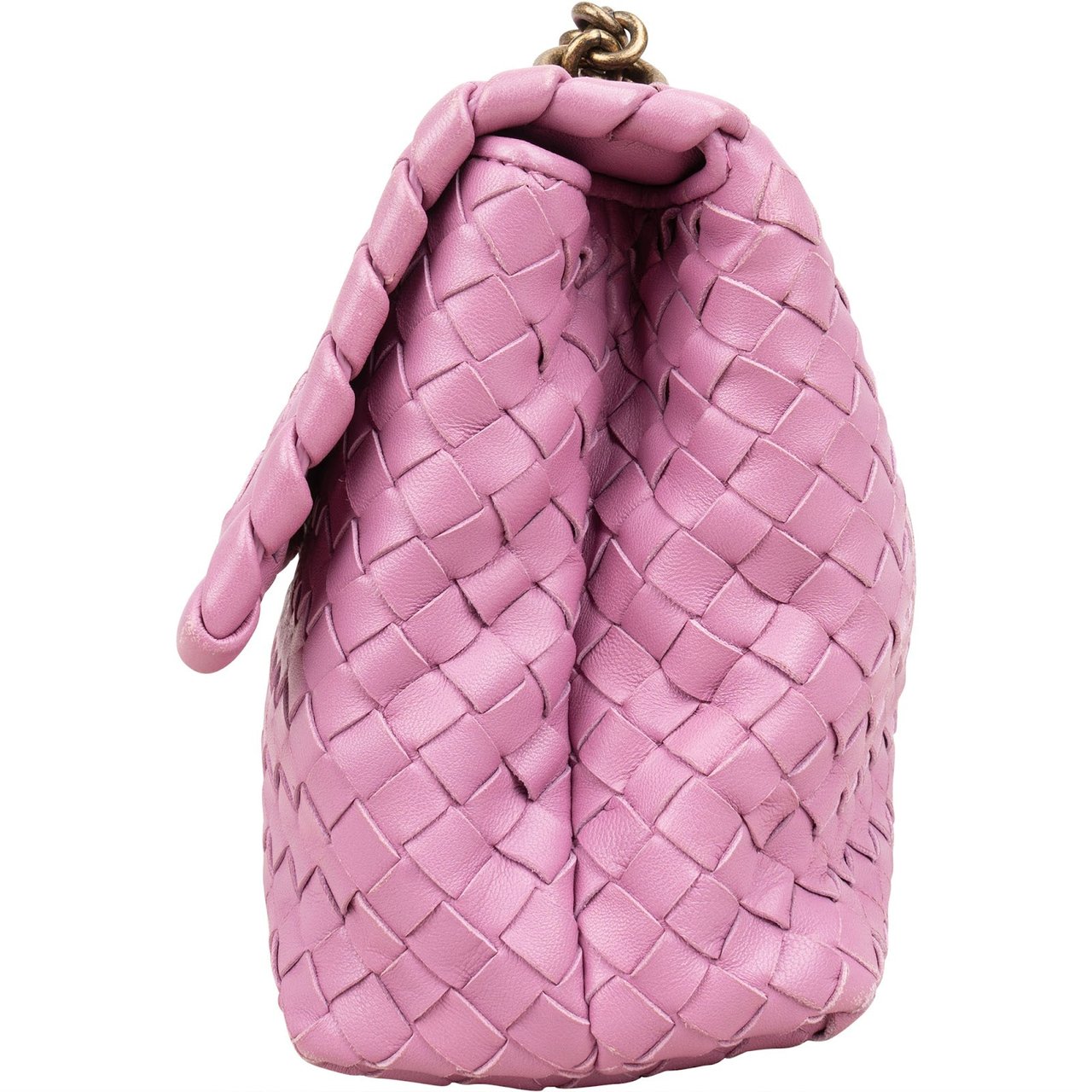 Bottega Veneta Intrecciato Leather Chain Cassette Crossbody Bag Rood