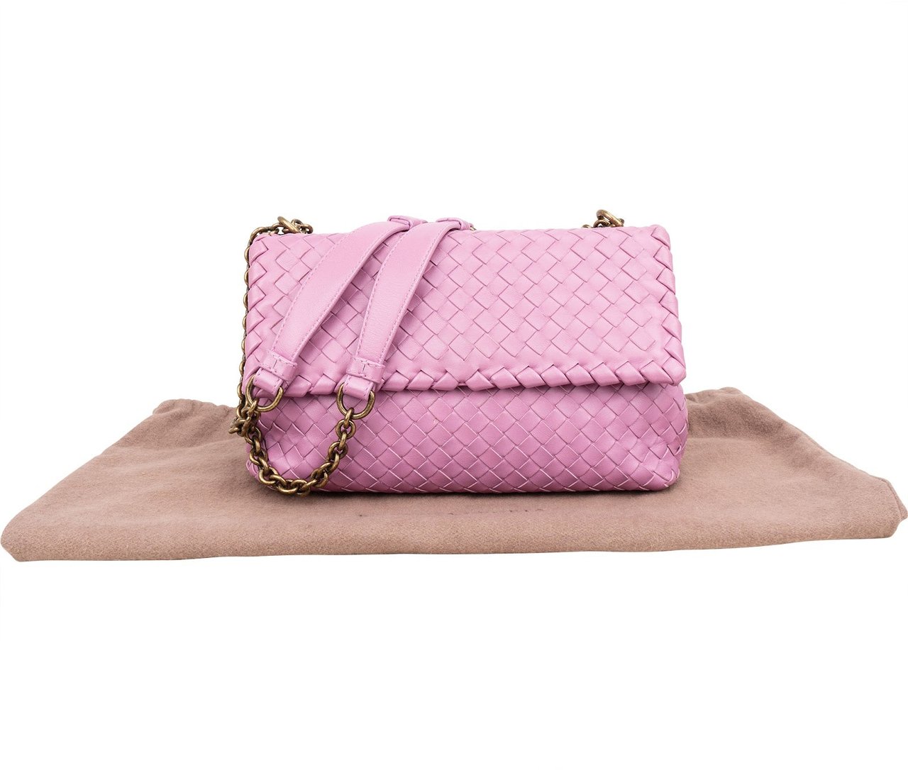 Bottega Veneta Intrecciato Leather Chain Cassette Crossbody Bag Rood
