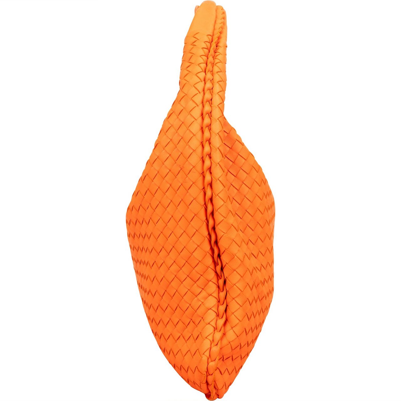 Bottega Veneta Intrecciato Leather Belly Hobo Shoulder Bag Oranje