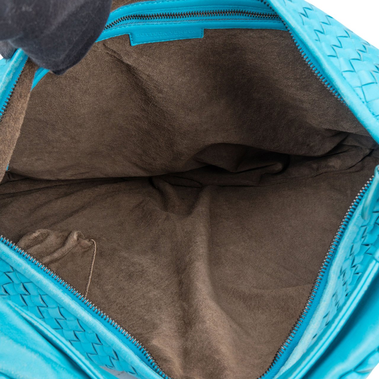 Bottega Veneta Bottega Veneta Blue Intrecciato Leather XXL Hobo Bag Blauw
