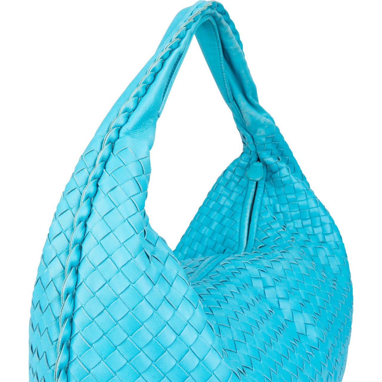 Bottega Veneta Bottega Veneta Blue Intrecciato Leather XXL Hobo Bag Blauw