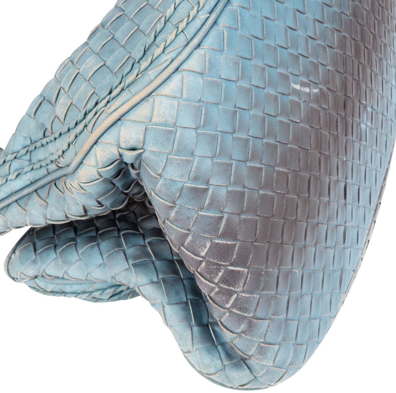 Bottega Veneta Bottega Veneta Blue Intrecciato Leather Handbag Blauw