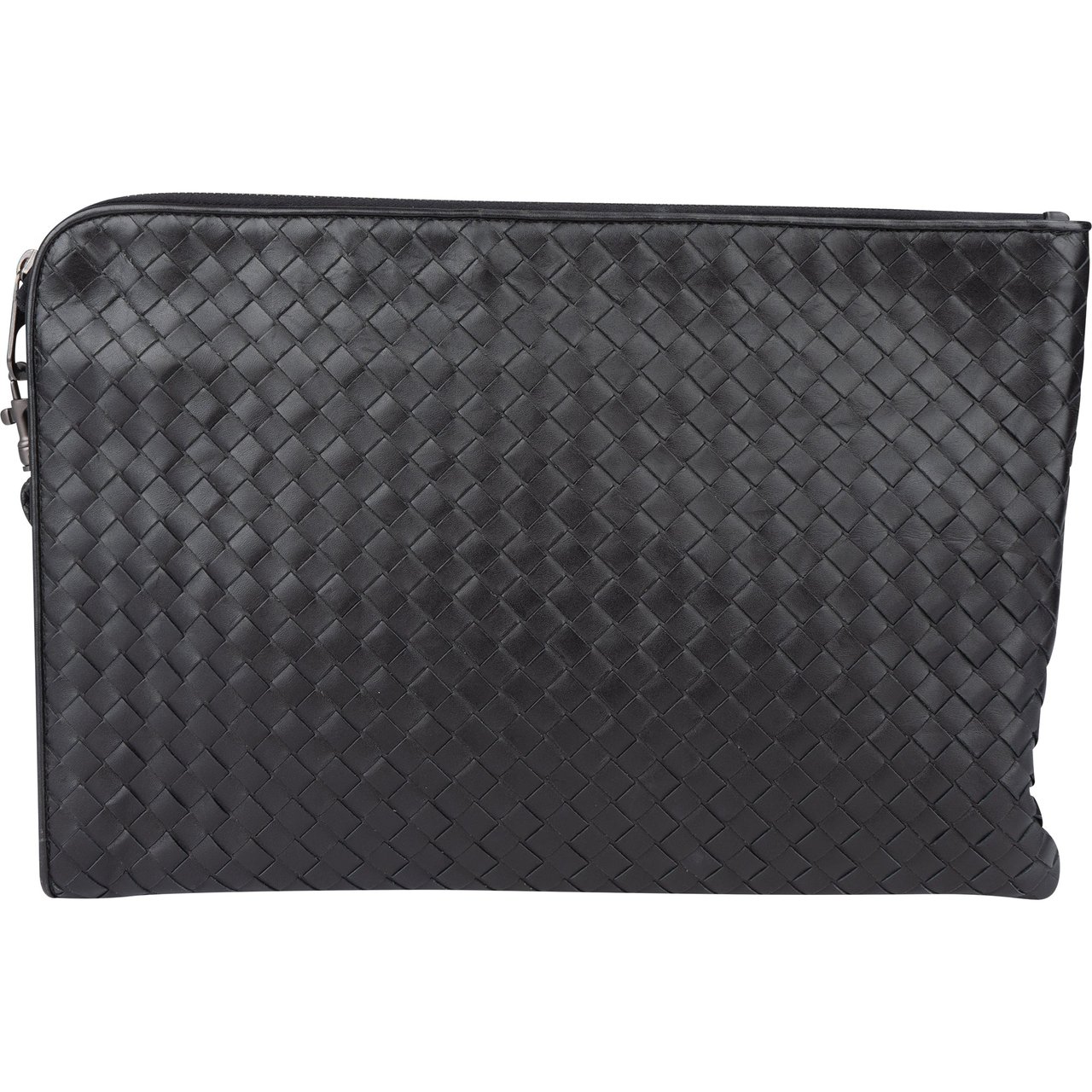 Bottega Veneta Bottega Veneta Black Intrecciato Leather Clutch Zwart