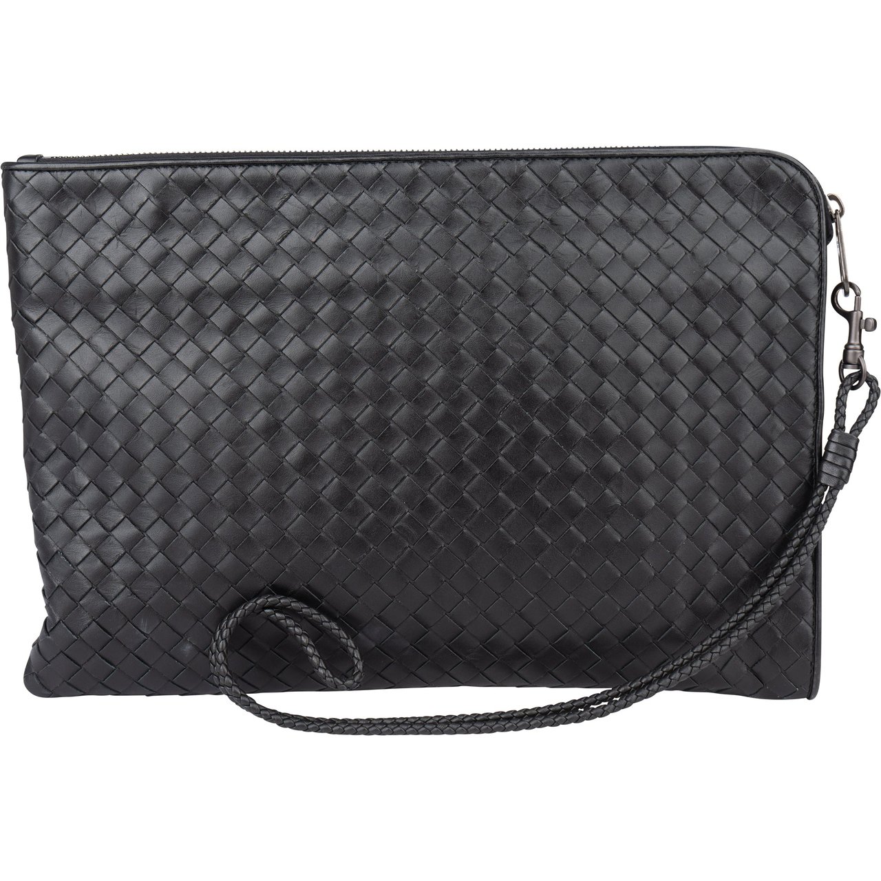 Bottega Veneta Bottega Veneta Black Intrecciato Leather Clutch Zwart