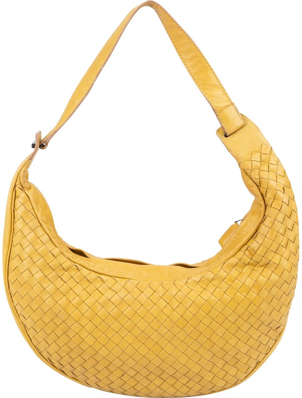 Bottega Veneta Intrecciato Leather Crescent Hobo Shoulder Bag Geel