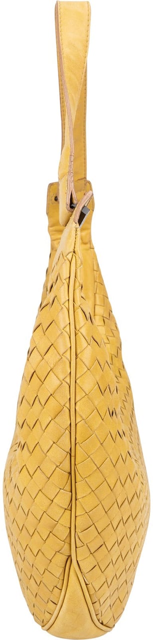 Bottega Veneta Intrecciato Leather Crescent Hobo Shoulder Bag Geel