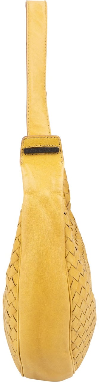 Bottega Veneta Intrecciato Leather Crescent Hobo Shoulder Bag Geel