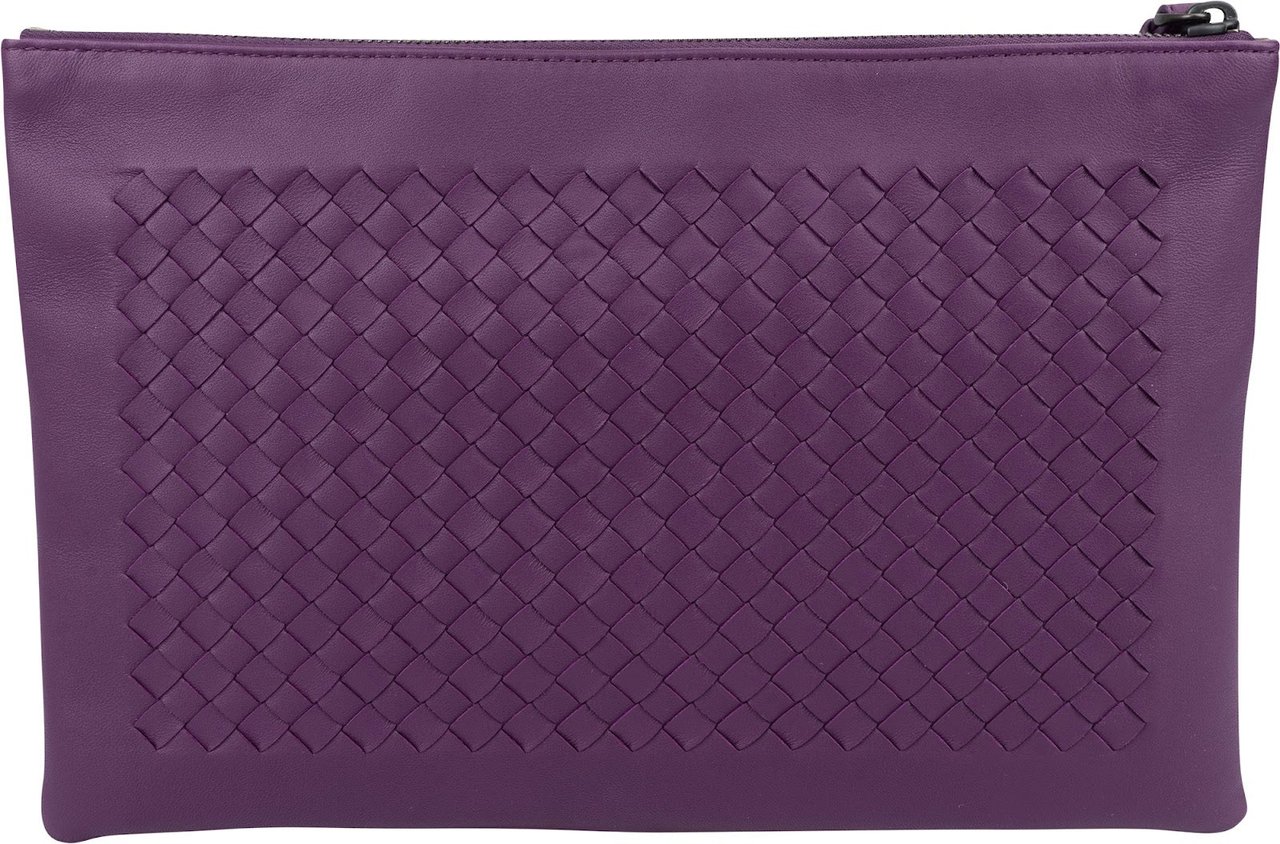 Bottega Veneta Purple Intrecciato Leather Clutch Bag Paars