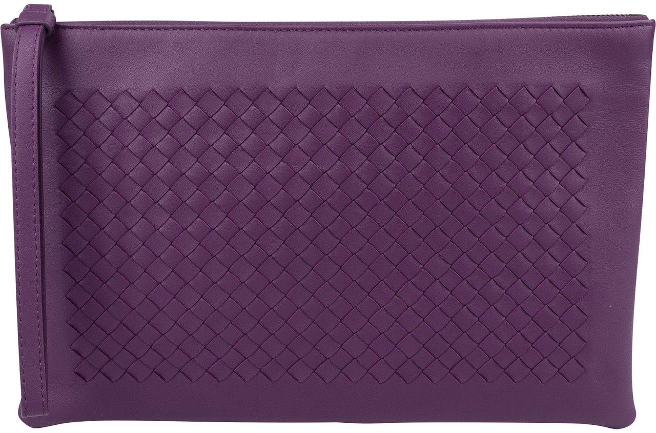 Bottega Veneta Purple Intrecciato Leather Clutch Bag Paars