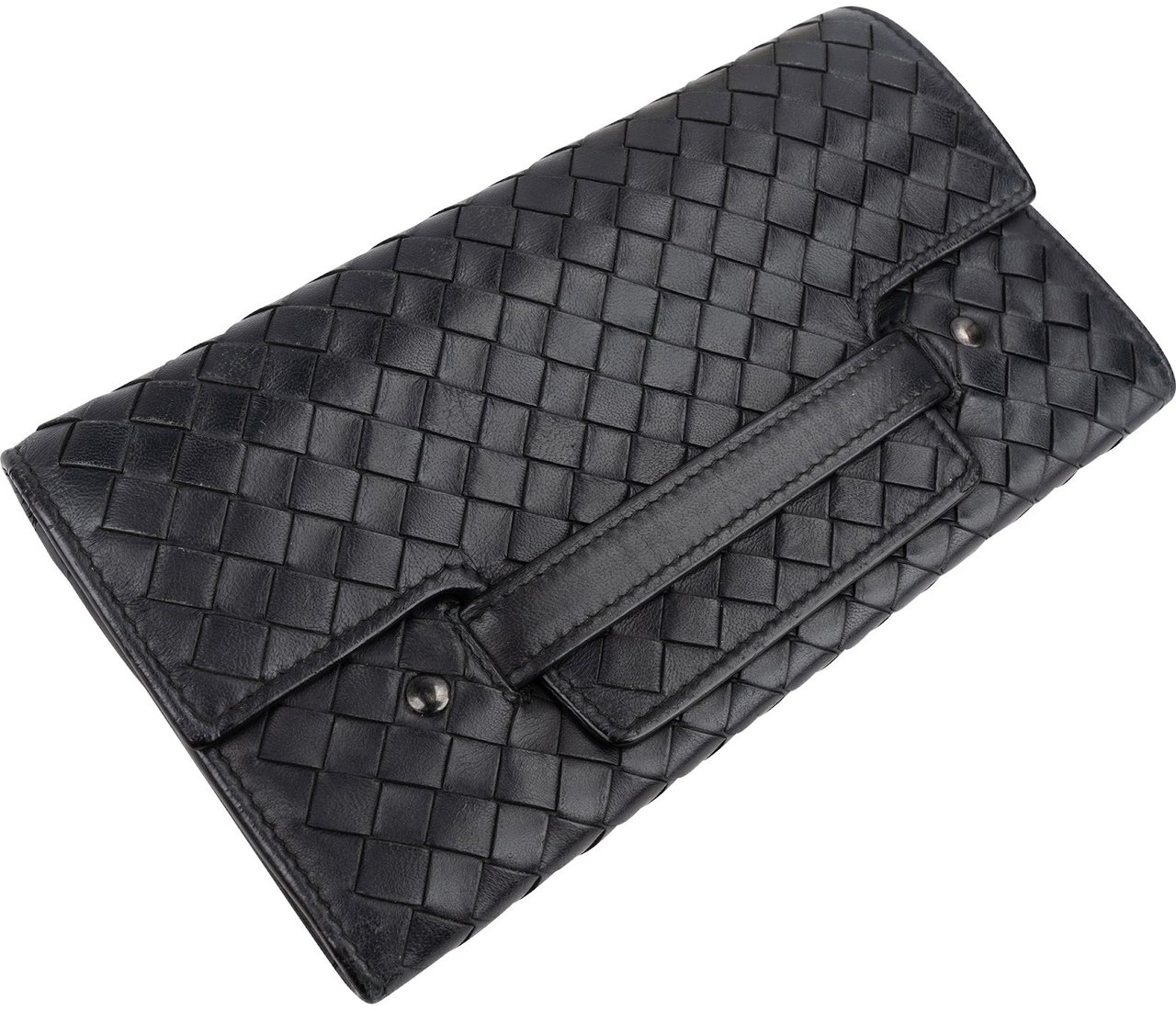 Bottega Veneta Black Intrecciato Leather Continental Wallet Zwart
