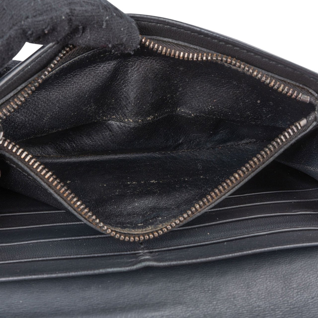 Bottega Veneta Black Intrecciato Leather Continental Wallet Zwart