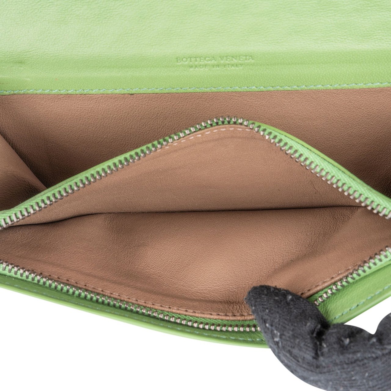 Bottega Veneta Bicolor Intrecciato Leather Wallet Taupe