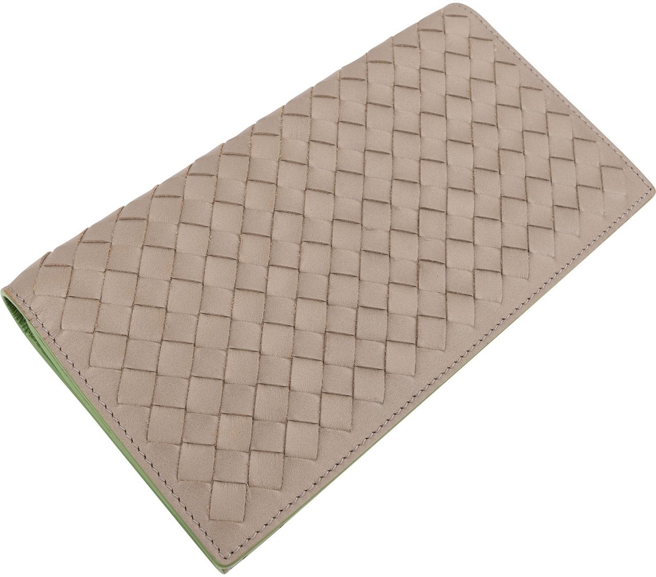 Bottega Veneta Bicolor Intrecciato Leather Wallet Taupe