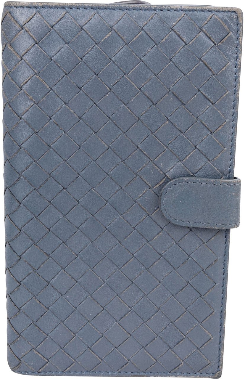 Bottega Veneta Intrecciato Clip Wallet Blauw
