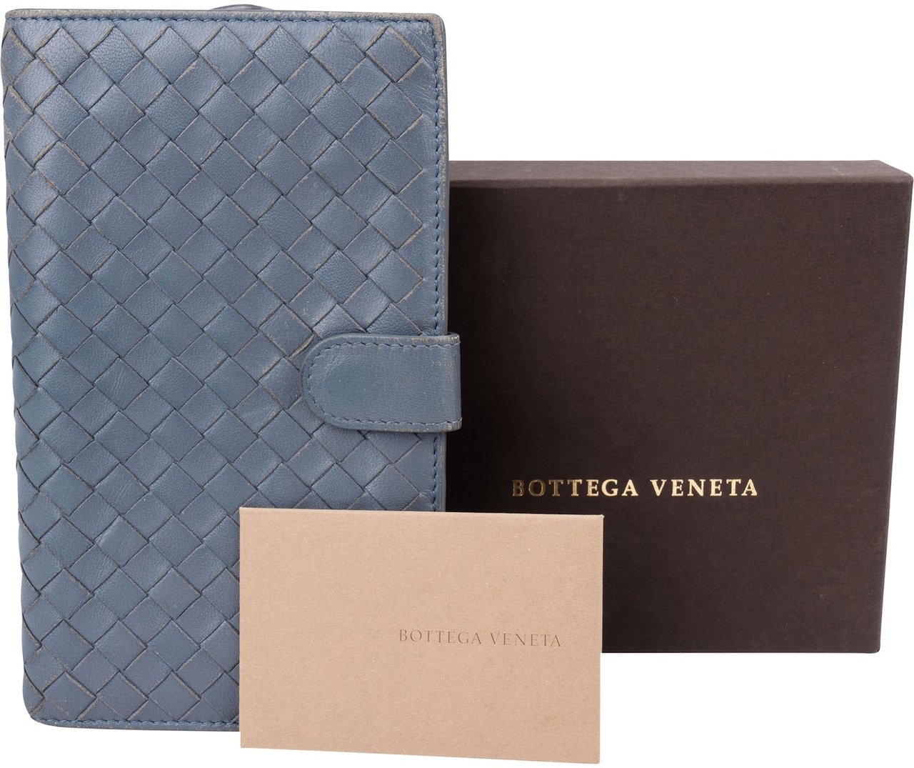 Bottega Veneta Intrecciato Clip Wallet Blauw
