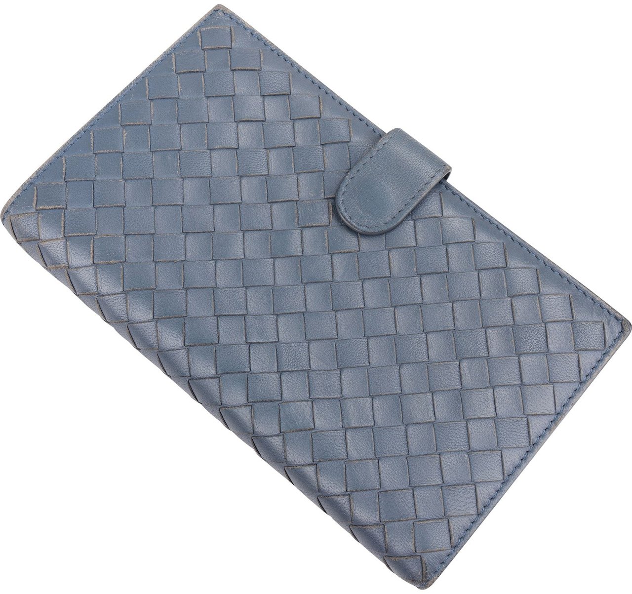 Bottega Veneta Intrecciato Clip Wallet Blauw