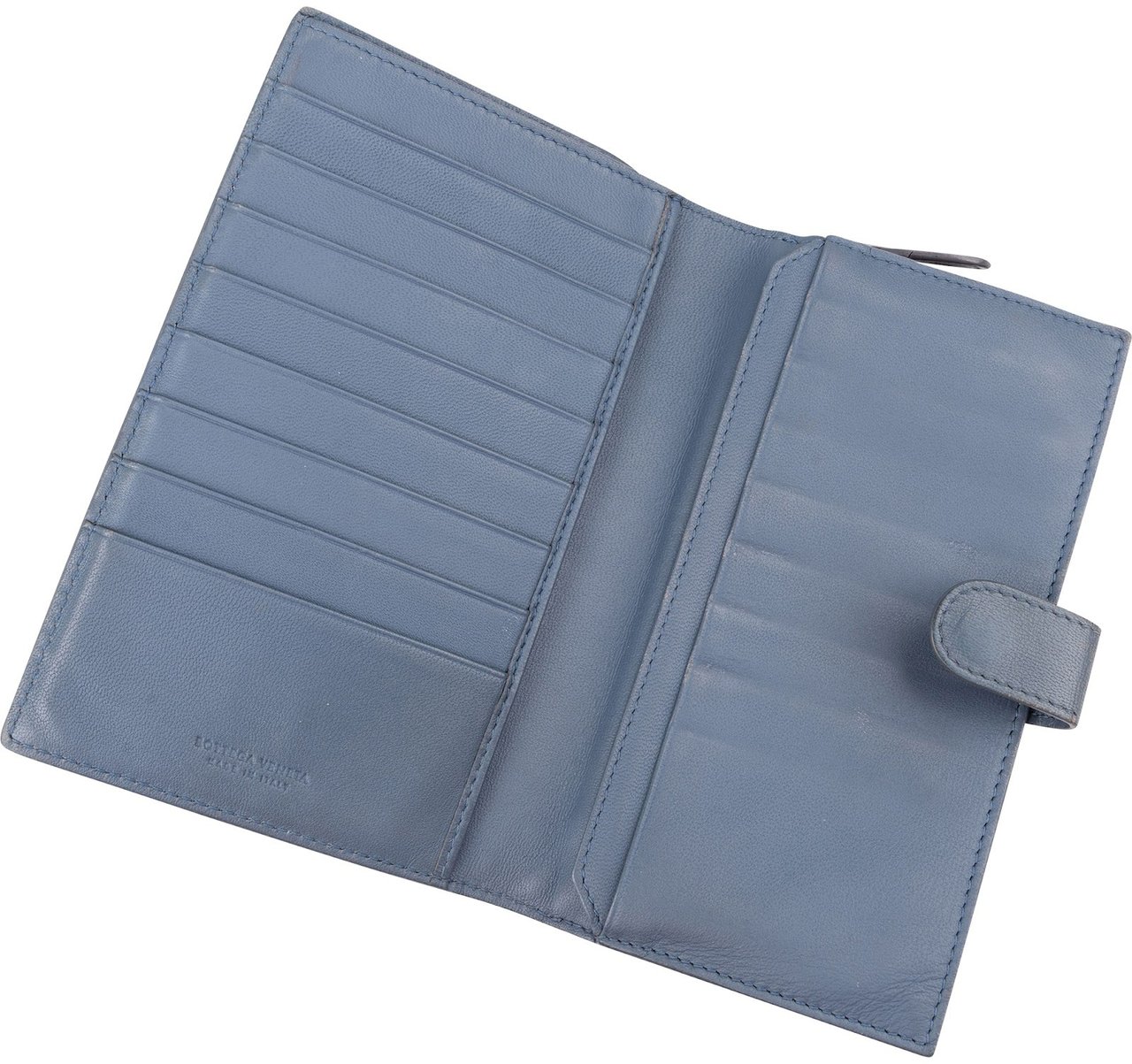 Bottega Veneta Intrecciato Clip Wallet Blauw