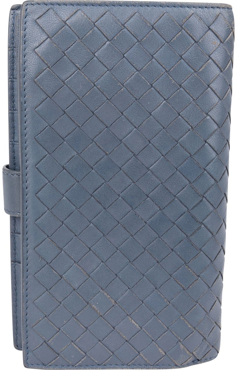 Bottega Veneta Intrecciato Clip Wallet Blauw