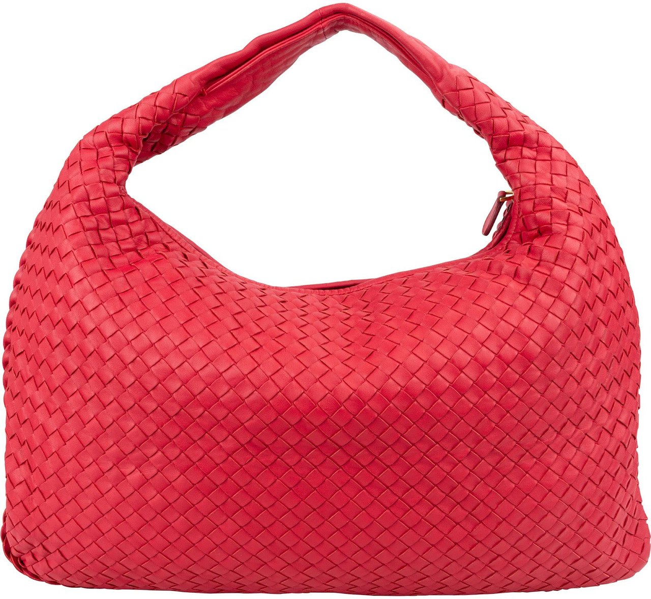 Bottega Veneta Intrecciato Leather Belly Hobo Shoulder Bag Rood