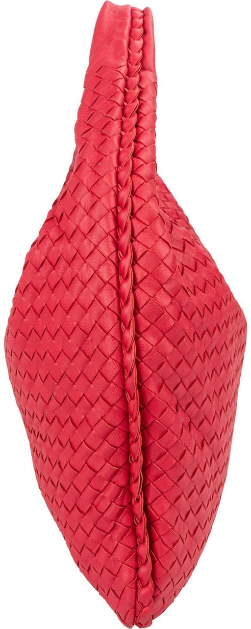 Bottega Veneta Intrecciato Leather Belly Hobo Shoulder Bag Rood
