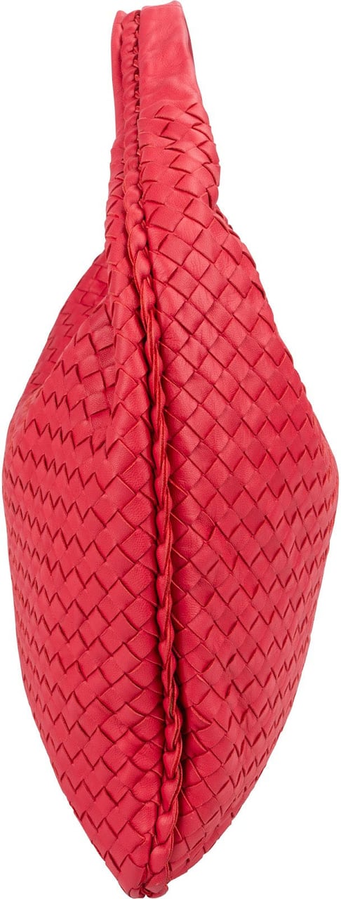 Bottega Veneta Intrecciato Leather Belly Hobo Shoulder Bag Rood