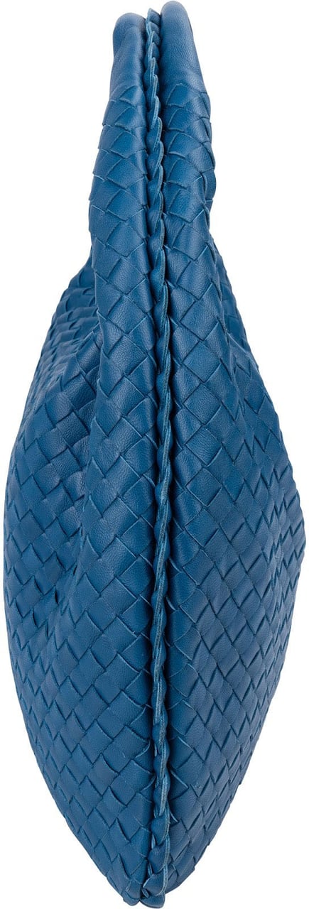 Bottega Veneta Intrecciato Leather Belly Hobo Shoulder Bag Blauw