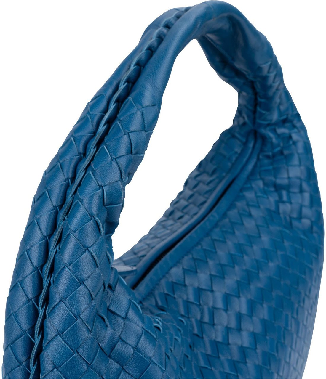 Bottega Veneta Intrecciato Leather Belly Hobo Shoulder Bag Blauw